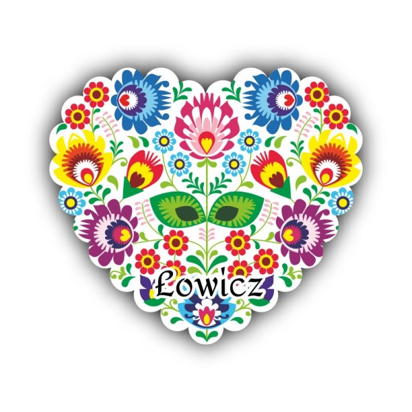 magnes serce z motywem folk