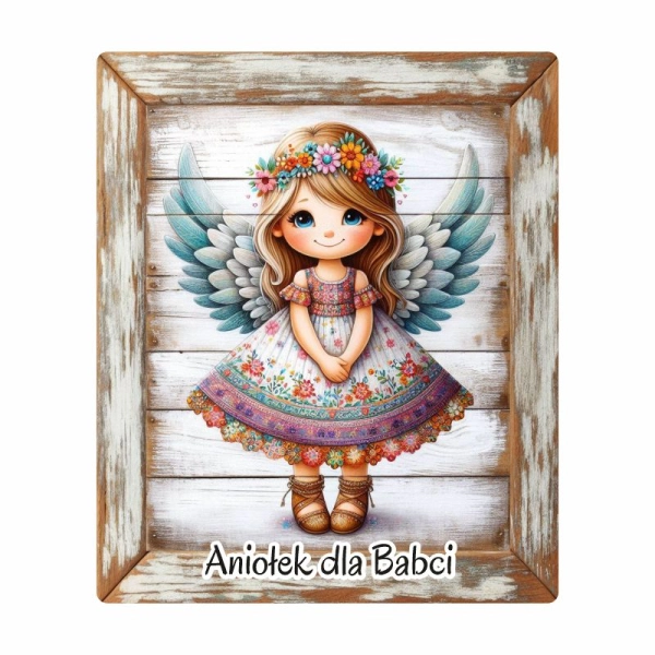 Drewniany magnes dla Babci - MIX Aniołków