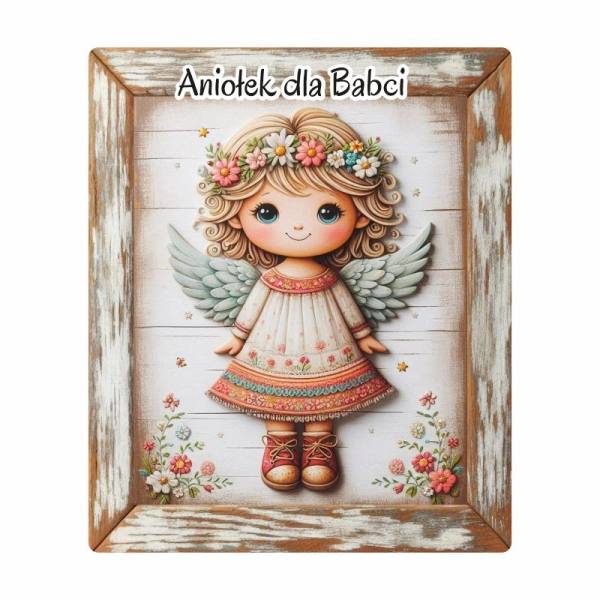 Drewniany magnes dla Babci - MIX Aniołków