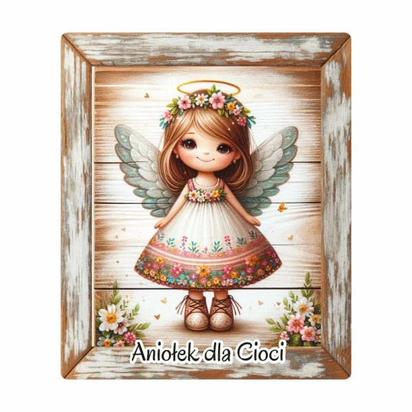 Drewniany magnes dla Cioci - MIX Aniołków