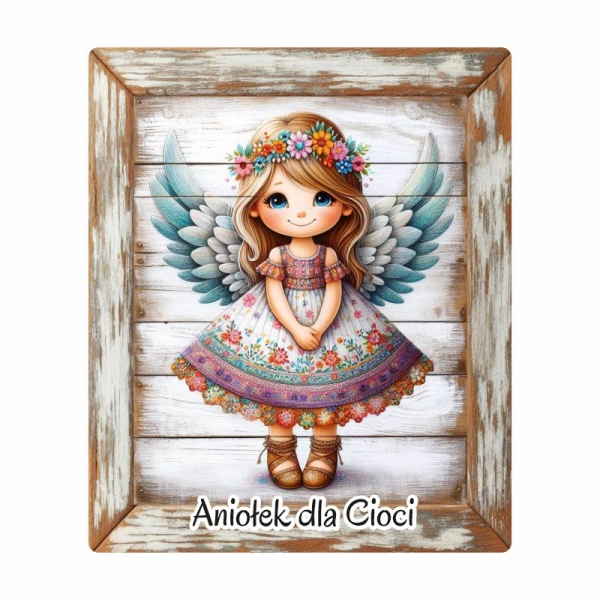 Drewniany magnes dla Cioci - MIX Aniołków