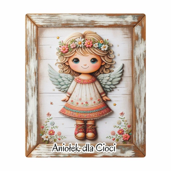 Drewniany magnes dla Cioci - MIX Aniołków