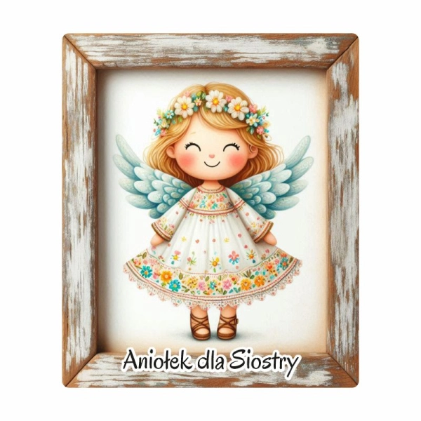 Drewniany magnes dla Siostry - MIX Aniołków