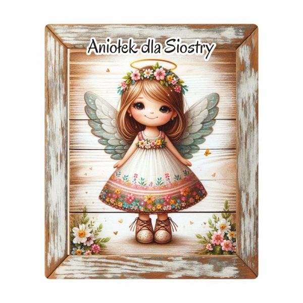 Drewniany magnes dla Siostry - MIX Aniołków