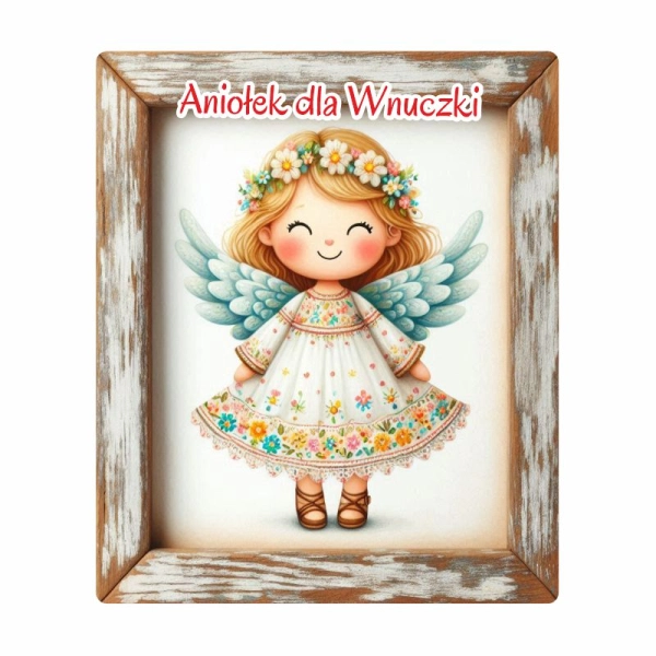 Drewniany magnes dla Wnuczki - MIX Aniołków