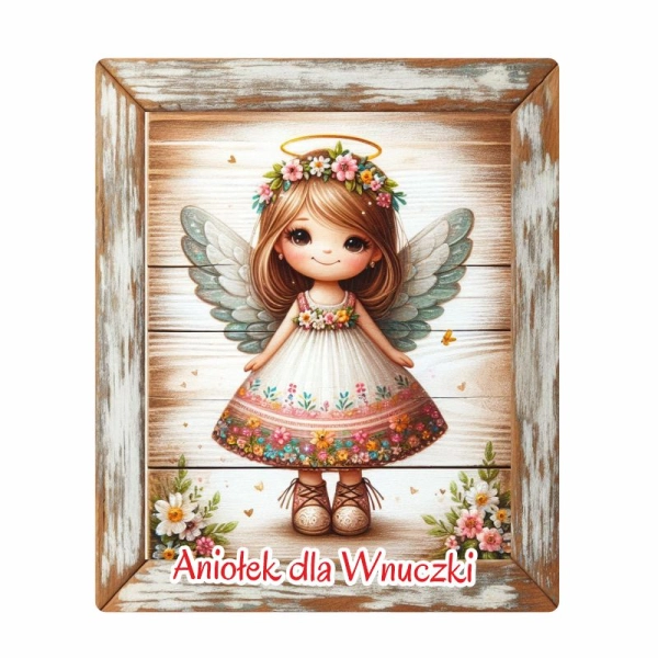 Drewniany magnes dla Wnuczki - MIX Aniołków