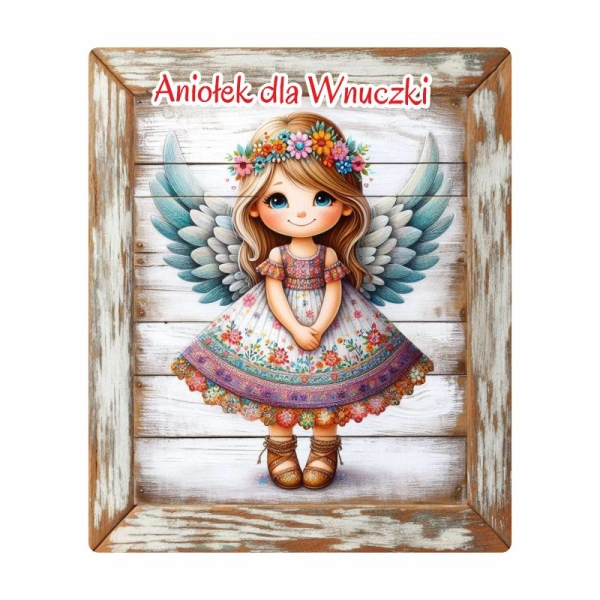 Drewniany magnes dla Wnuczki - MIX Aniołków