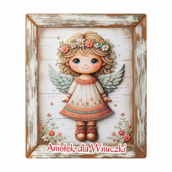 Drewniany magnes dla Wnuczki - MIX Aniołków