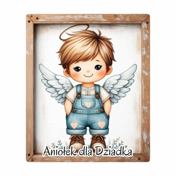 Drewniany magnes dla Dziadka - MIX Aniołków