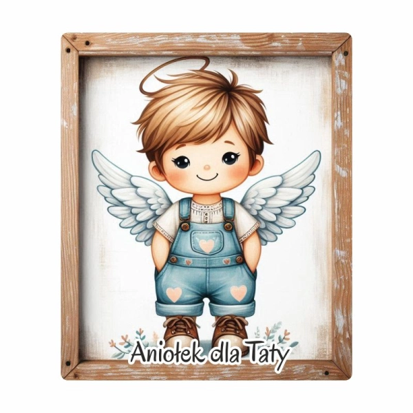 Drewniany magnes dla Taty - MIX Aniołków