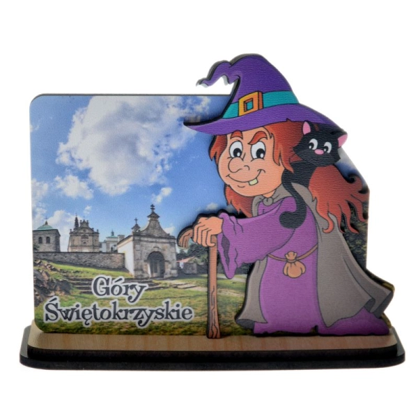 drewniany widoczek z czarownicą