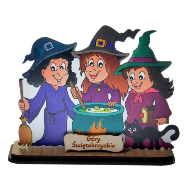 drewniane trzy czarownice na podstawce