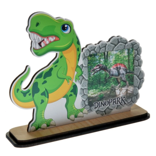 dinozaur z widoczkiem w skalnej ramce