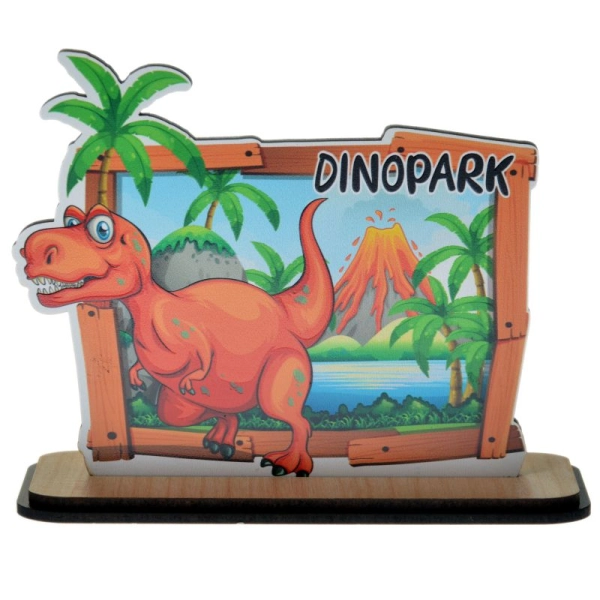 dinozaur z widoczkiem z grafiką wulkanu