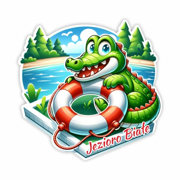 Drewniany magnes Krokodyl z kołem ratunkowym