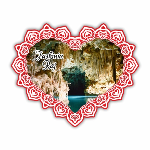 Magnes serce z biało-czerwoną ramką