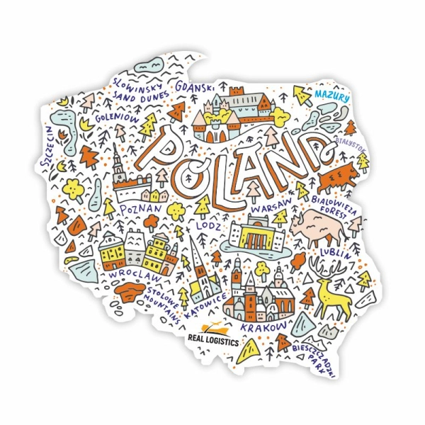 Drewniany magnes Mapa POLNAD N1