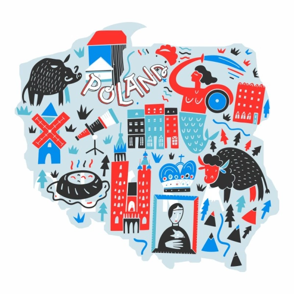 Drewniany magnes Mapa POLNAD N2