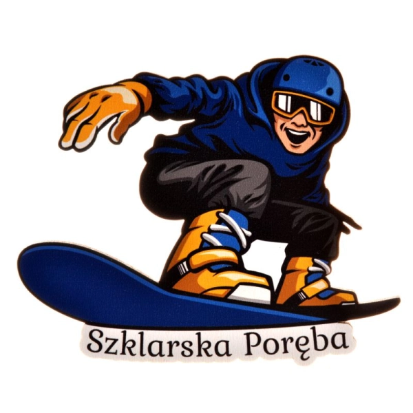 Magnes na lodówkę w kształcie skaczącego na desce snowboardzisty
