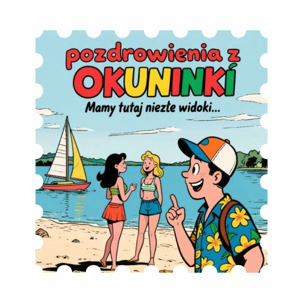 Drewniany magnes Pocztówka Kolor N5