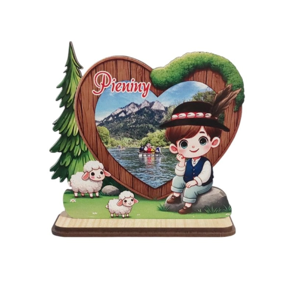 Drewniany Góral z widokiem na podstawce