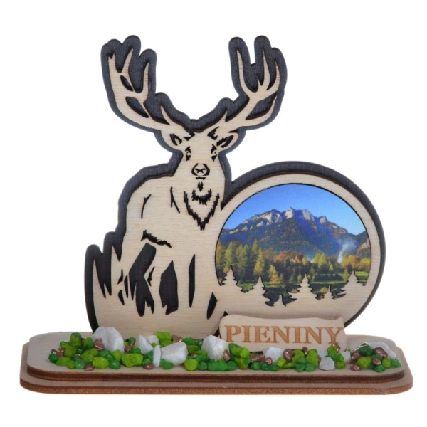 jeleń na podstawce z widoczkiem