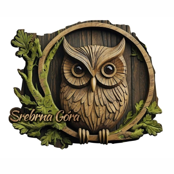 Drewniany magnes Sowa Drewno N1
