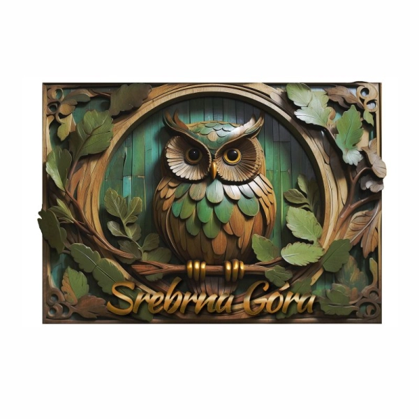 Drewniany magnes Sowa Drewno N2