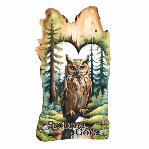 Drewniany magnes Sowa Drewno N7