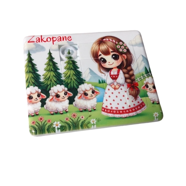 Drewniany magnes Układanka Góralki MIX