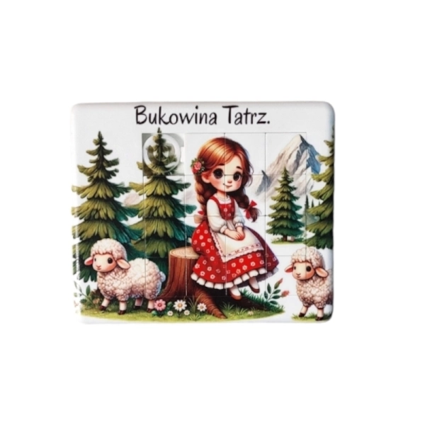 Drewniany magnes Układanka Góralki MIX