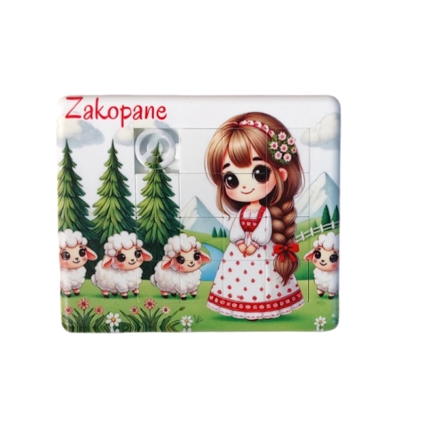 Drewniany magnes Układanka Góralki MIX