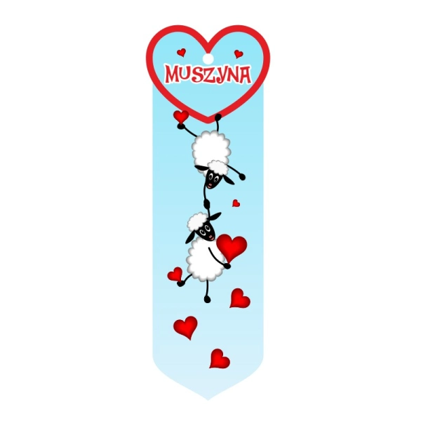 Drewniana zakładka do książki z owce z sercem