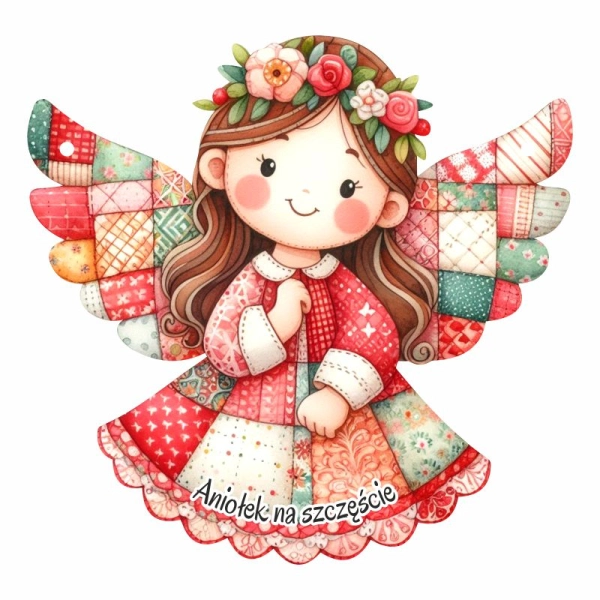 Drewniany anioł zawieszka krata N1 + sznurek jutowy