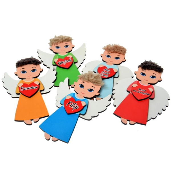 Drewniany magnes aniołek - MIX KOLORÓW CHŁOPAKI N2