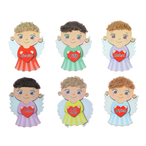 Drewniany magnes aniołek - MIX KOLORÓW CHŁOPAKI N1