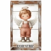 Drewniany magnes Anioł chłopiec - prostokąt N1 MIX