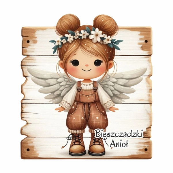 Kolorowy anioł na desce - magnes N2