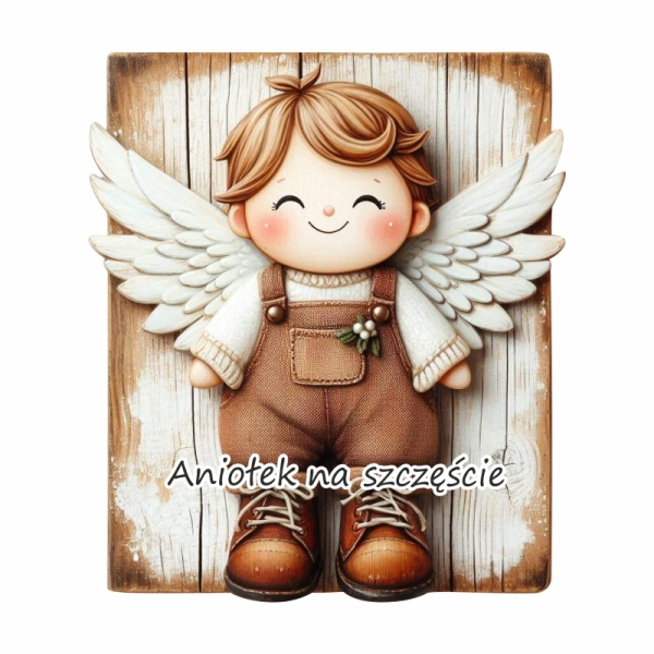 Kolorowy anioł na desce - magnes N4