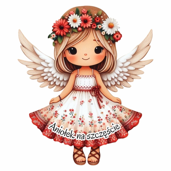 Kolorowy anioł magnes z wiankiem N1