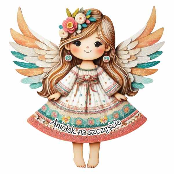 Kolorowy anioł magnes z wiankiem N2