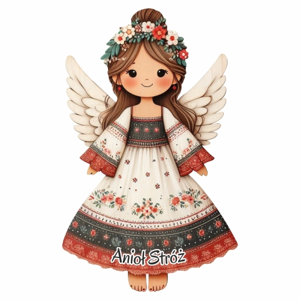 Kolorowy anioł magnes z wiankiem N3