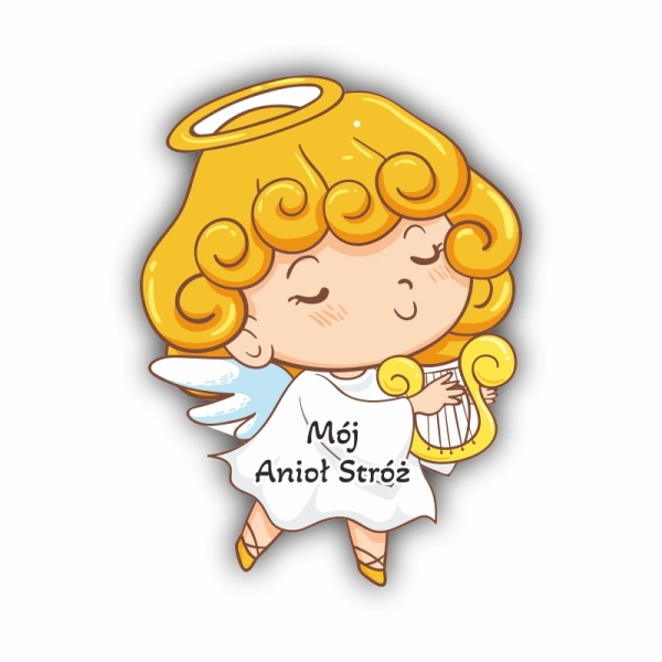 drewniany magnes aniołek