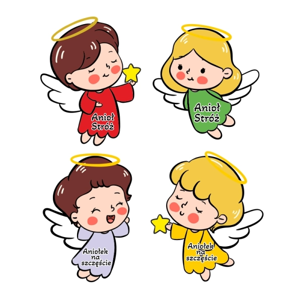 mix kolorowych magnesów aniołków