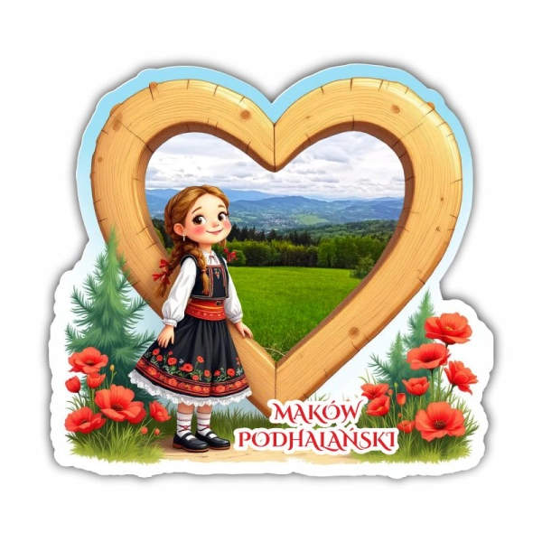 Drewniany magnes Góralka-Maki