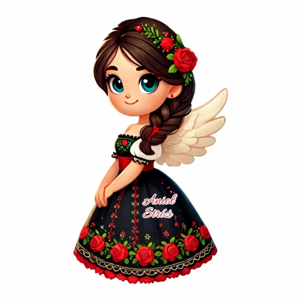 Drewniany magnes anioł N13