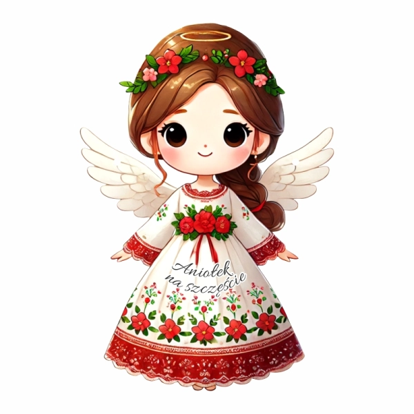 Drewniany anioł N14 + sznurek jutowy