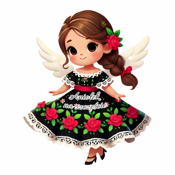 Drewniany anioł N15 + sznurek jutowy