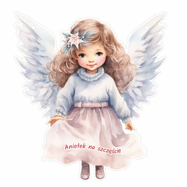 Drewniany anioł N2 + sznurek jutowy