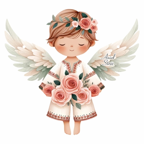 Drewniany magnes anioł N10